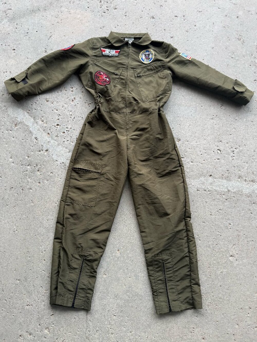 Top Gun Halloween Costume Flight Suit Kids M 6-8 Maverick Goose US Navy